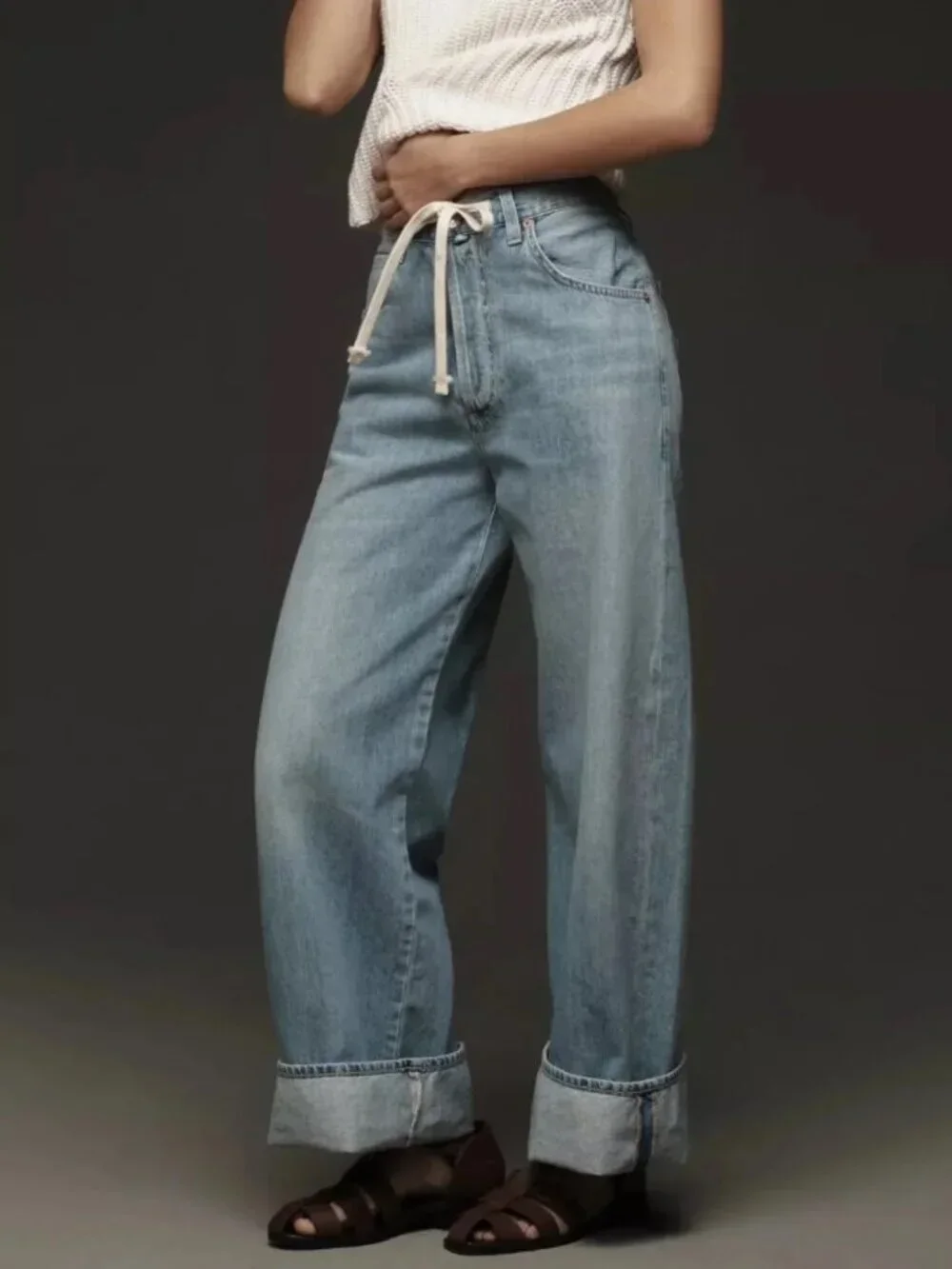 NEW $298 CITIZENS OF HUMANITY BRYNN DRAWSTRING HIGH RISE JEANS IN BLUE #3 SZ 28 - Picture 3 of 16